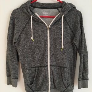 American Eagle Gray Full Zip Lightweight Hoodie